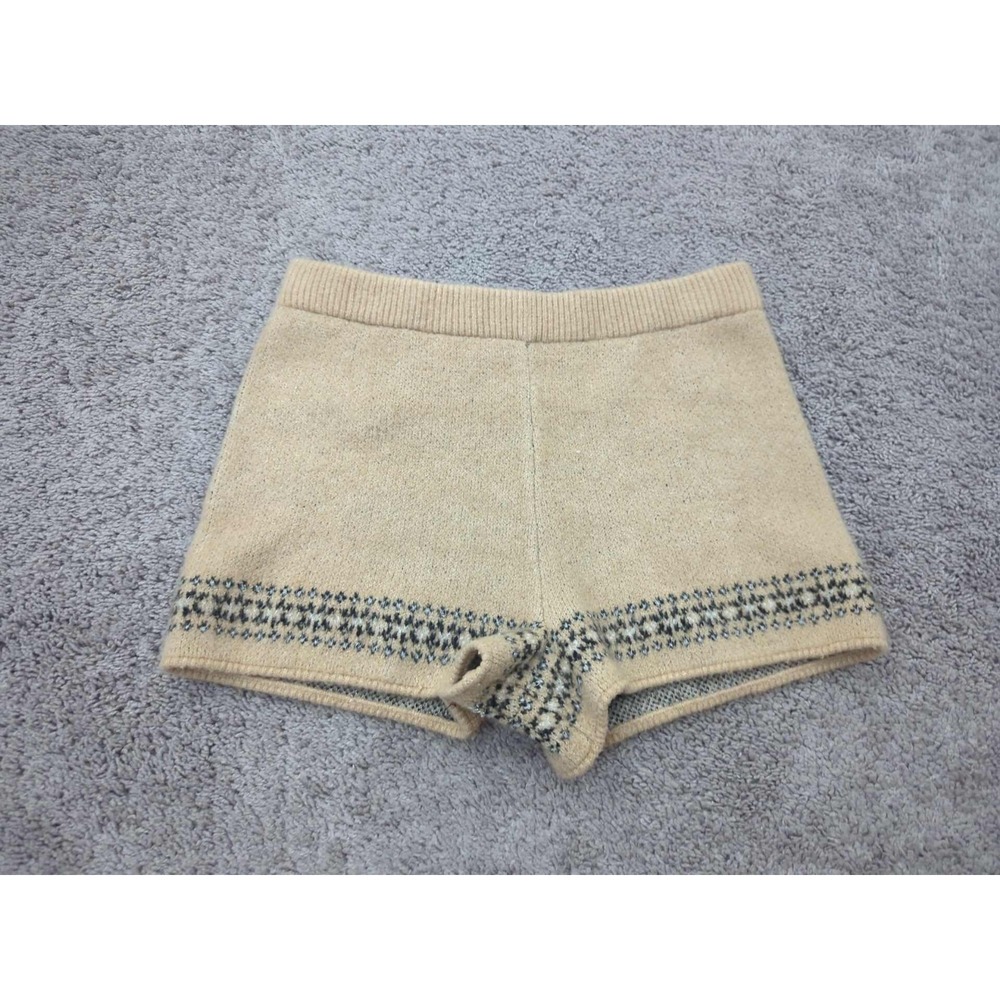Wild Fable Sweater Shorts Womens Large Beige Fair Isle Pull On High Rise Knit